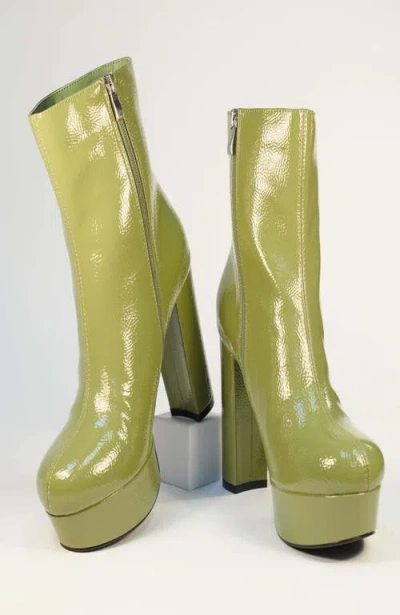 Unique Vintage Platform Heel Ankle Boots In Green