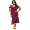 Unique Vintage Plus Size 1920s Wilshire Flapper Day Dress In Burgundy