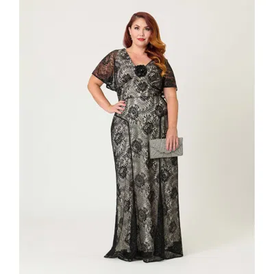 Unique Vintage Plus Size 1930s Flutter Sleeve Gown In Gray