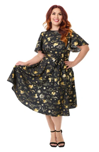 Unique Vintage Plus Size 1930s Swing Dress In Black