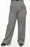 Unique Vintage Plus Size 1940s Buttoned Wide Leg Trousers In Grey