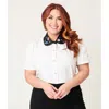 Unique Vintage Plus Size 1940s Collared Blouse In White