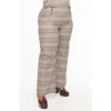 Unique Vintage Plus Size 1940s Ginger Wide Leg Pants In Beige Plaid