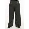 Unique Vintage Plus Size 1940s Ginger Wide Leg Pants In Black & White Pinstripe
