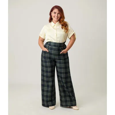Unique Vintage Plus Size 1940s Ginger Wide Leg Pants In Blue