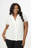 Unique Vintage Plus Size 1940s Notched Collar Blouse In White