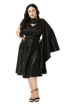 Unique Vintage Plus Size 1940s Sash Swing Dress In Black