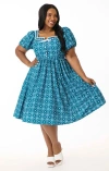 Unique Vintage Plus Size 1940s Sweetheart Button Front Swing Dress