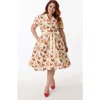 Unique Vintage Plus Size 1950s Collared Shirt Dress In Multi