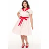 Unique Vintage Plus Size 1950s Collared Shirt Dress In Pink & White Striped