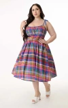 Unique Vintage Plus Size 1950s Cotton Swing Dress In Multi