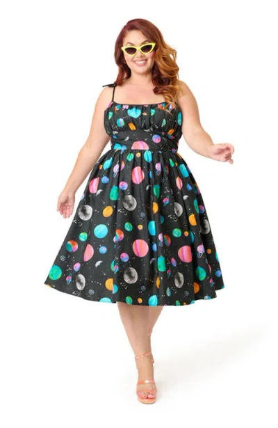 Unique Vintage Plus Size 1950s Cotton Swing Dress In Multi