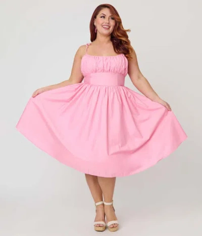 Unique Vintage Plus Size 1950s Cotton Swing Dress In Pattern