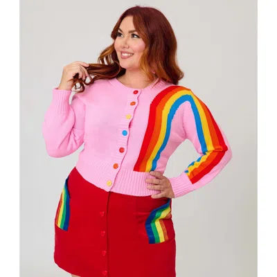 Unique Vintage Plus Size 1950s Cropped Cardigan In Multi