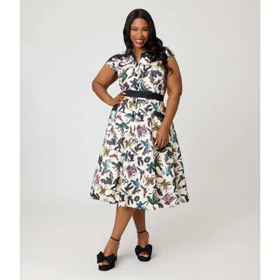 Unique Vintage Plus Size 1950s Hedda Swing Dress In Multi