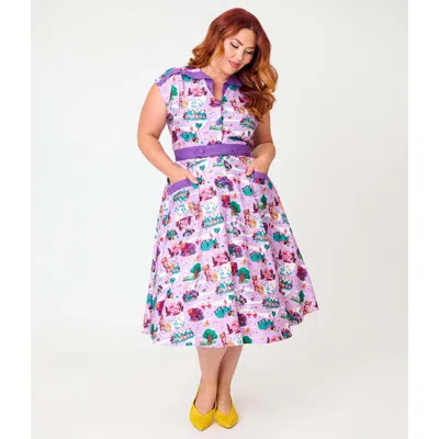 Unique Vintage Plus Size 1950s Hedda Swing Dress In Multi