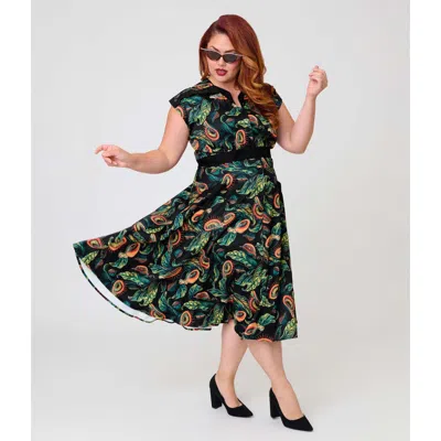 Unique Vintage Plus Size 1950s Hedda Swing Dress In Multi