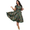Unique Vintage Plus Size 1950s Hedda Swing Dress In Green