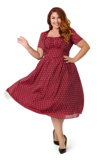 Unique Vintage Plus Size 1950s Libby Swing Dress In Burgundy