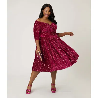 Unique Vintage Plus Size 1950s Marceline Swing Dress In Red