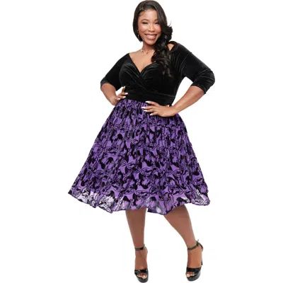 Unique Vintage Plus Size 1950s Marceline Swing Dress In Purple