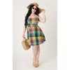 Unique Vintage Plus Size 1950s Sleeveless Cotton Flare Dress In Multi
