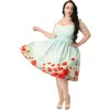 Unique Vintage Plus Size 1950s Sweetheart Sleeveless Swing Dress In Multi