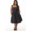 Unique Vintage Plus Size 1950s Sweetheart Sleeveless Swing Dress In Black