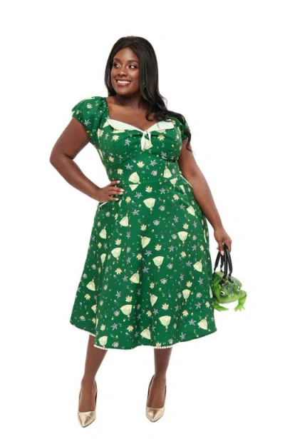 Unique Vintage Plus Size 1950s Sweetheart Swing Dress In Green