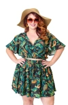 Unique Vintage Plus Size 1960s Dottie Crop Top In Green