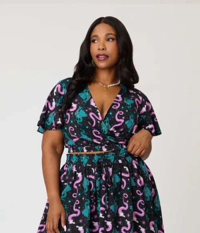 Unique Vintage Plus Size 1960s Dottie Crop Top In Multi