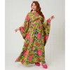 Unique Vintage Plus Size 1960s Flutter Sleeve Caftan In Multi