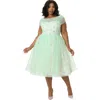 Unique Vintage Plus Size 1960s Modern Art Swing Dress In Green Floral