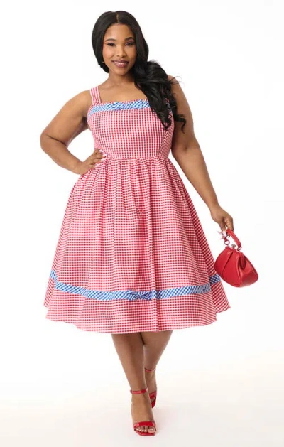 Unique Vintage Plus Size 1960s Movie Date Swing Dress In Red
