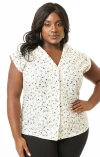 Unique Vintage Plus Size 1960s Twill Sleeveless Blouse In White