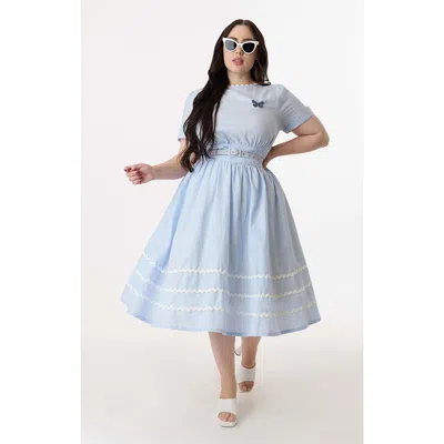 Unique Vintage Plus Size Boatneck Ricrac Swing Dress