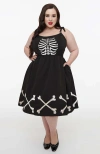 Unique Vintage Plus Size Bobbie Swing Dress In Black Glow In The Dark