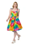 Unique Vintage Plus Size Bobbie Swing Dress In Rainbow