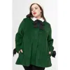 Unique Vintage Plus Size Bow Topper Coat In Green