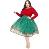 Unique Vintage Plus Size Brilliance Swing Skirt In Green Gingerbread