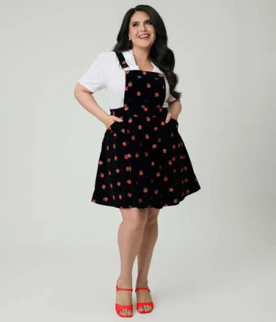 Unique Vintage Plus Size Brionne Pinafore Skirt In Black