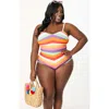 Unique Vintage Plus Size Chevron Stripe One Piece Bathing Suit