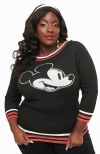 Unique Vintage Plus Size Classic Knit Sweater In Black Mickey Mouse