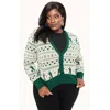 Unique Vintage Plus Size Cropped Knit Cardigan In Green Mickey