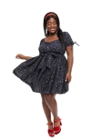Unique Vintage Plus Size Dakota Fit & Flare Dress In Navy Blue