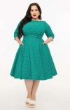 Unique Vintage Plus Size Devon Swing Dress In Green