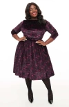 Unique Vintage Plus Size Devon Swing Dress In Eggplant