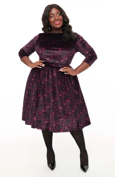 Unique Vintage Plus Size Devon Swing Dress In Eggplant