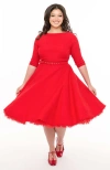 Unique Vintage Plus Size Devon Swing Dress In Red