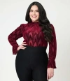 Unique Vintage Plus Size Donna Blouse In Red